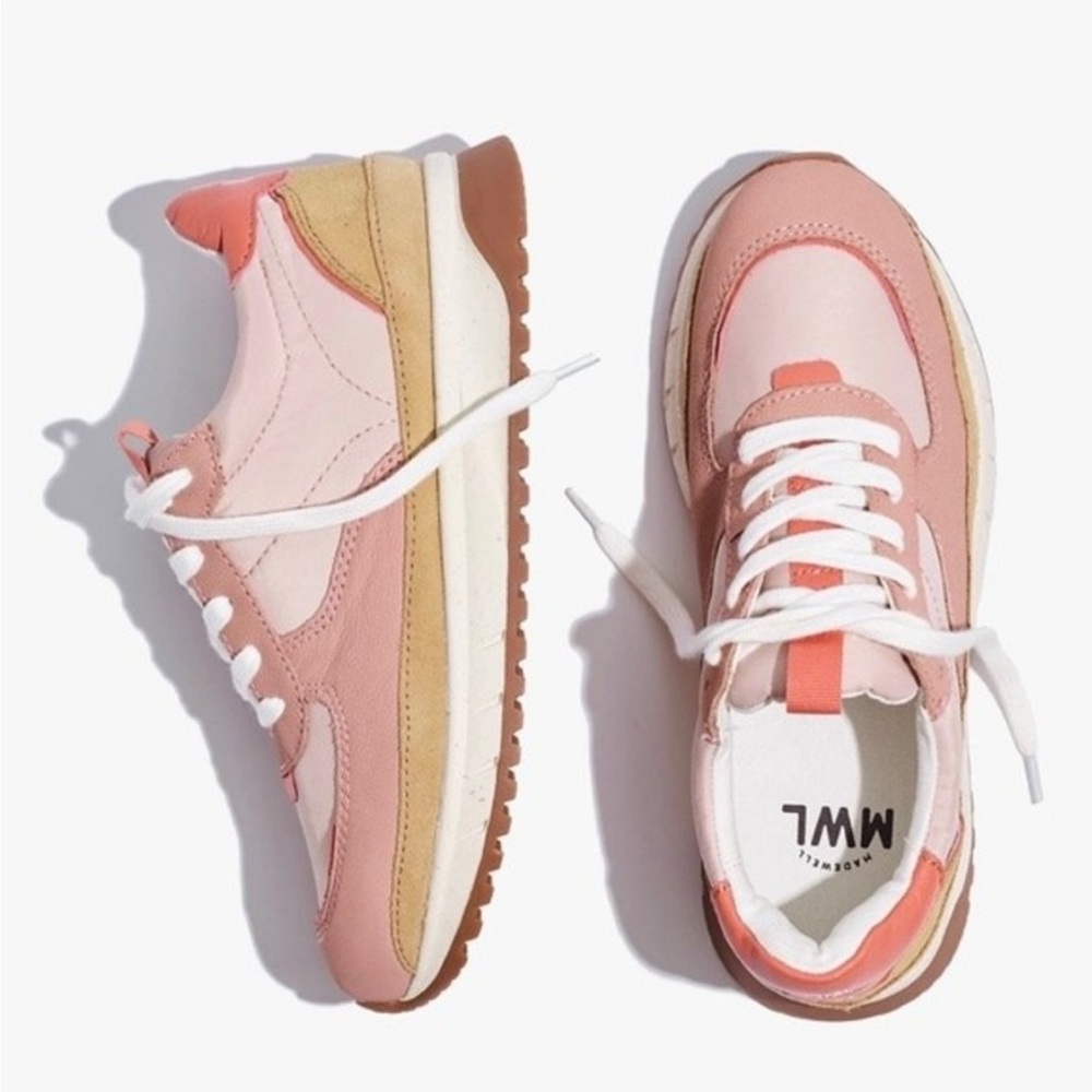 Madewell Kickoff Trainer Sneakers Pink Nubuck Platform